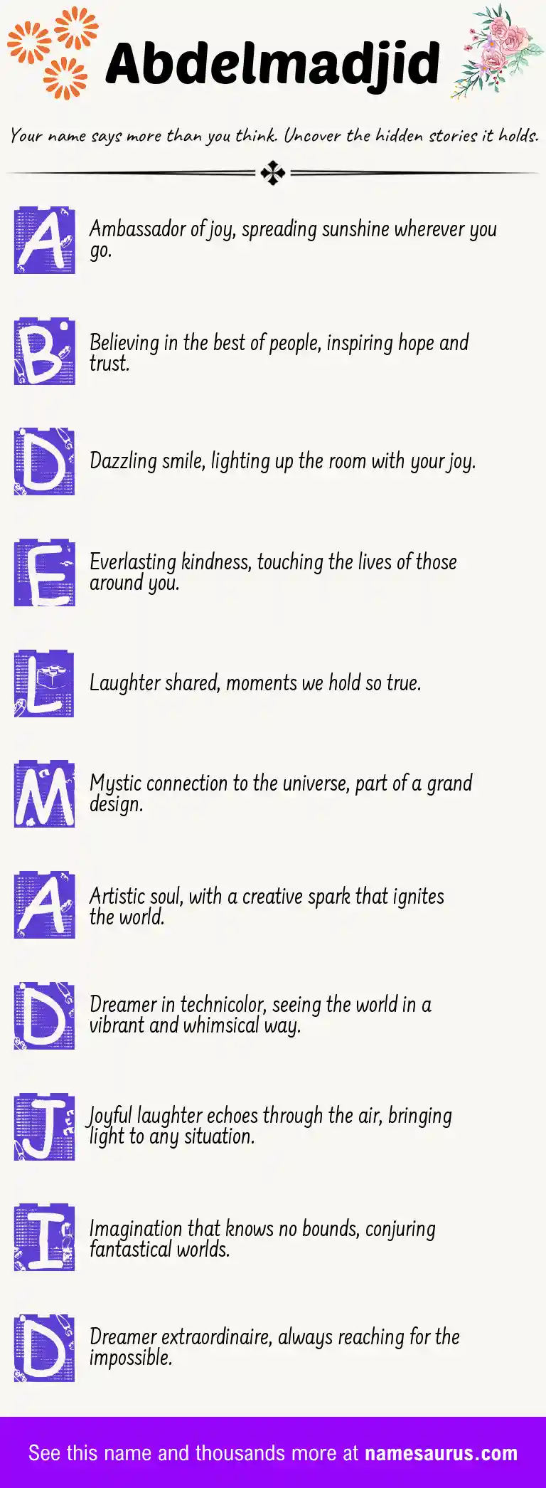 Acrostic poem about Abdelmadjid.