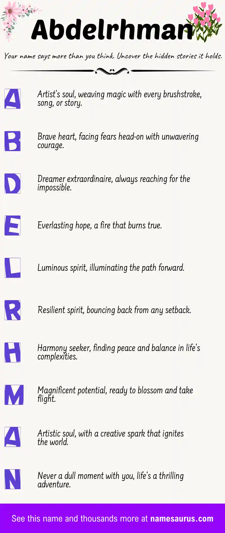 Acrostic poem about Abdelrhman.