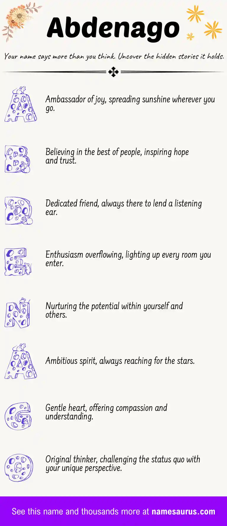 Acrostic poem about Abdenago.