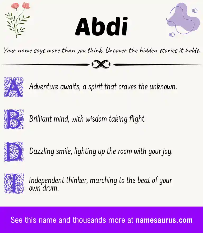 Acrostic poem about Abdi.