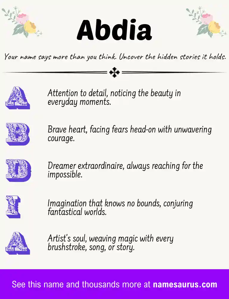 Acrostic poem about Abdia.