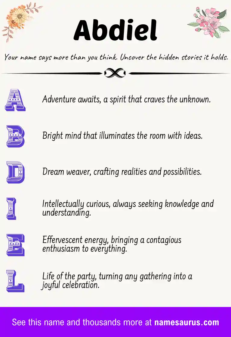 Acrostic poem about Abdiel.