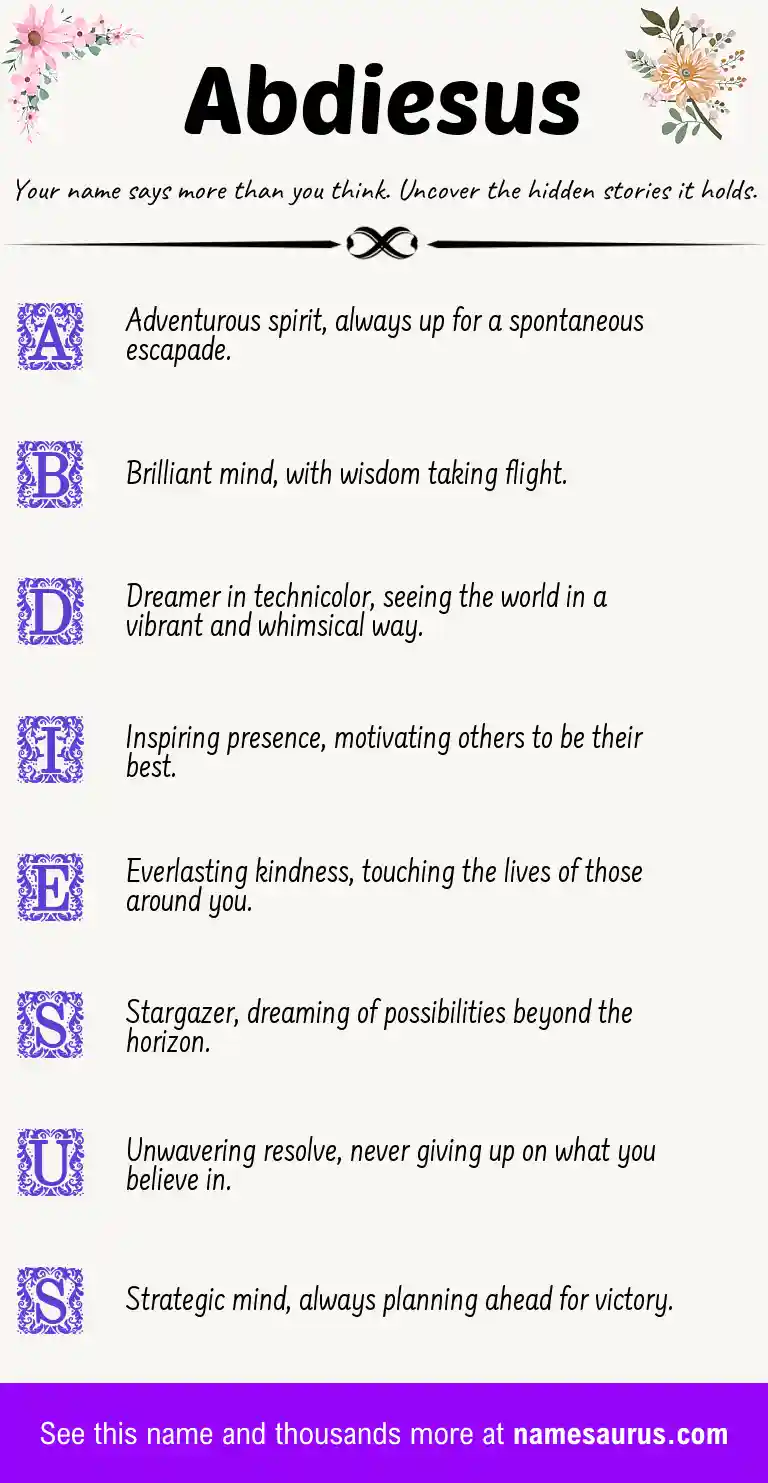 Acrostic poem about Abdiesus.