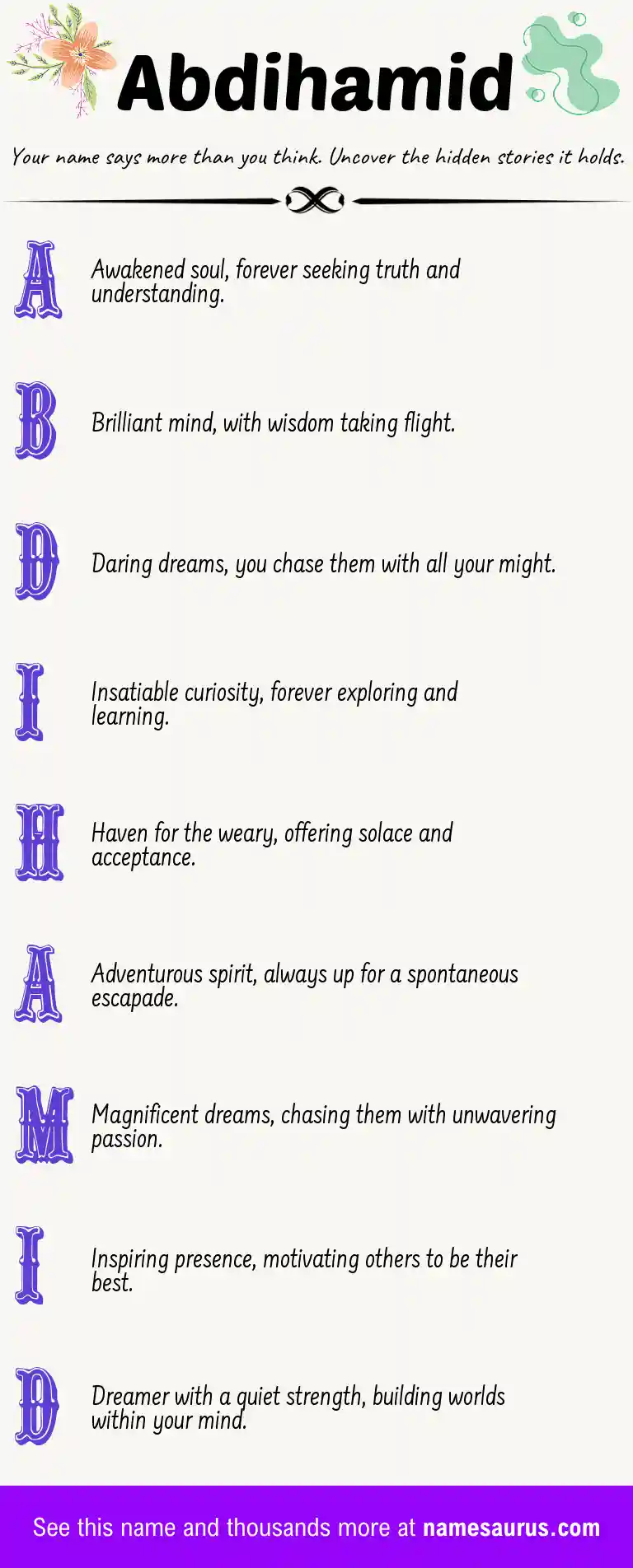 Acrostic poem about Abdihamid.