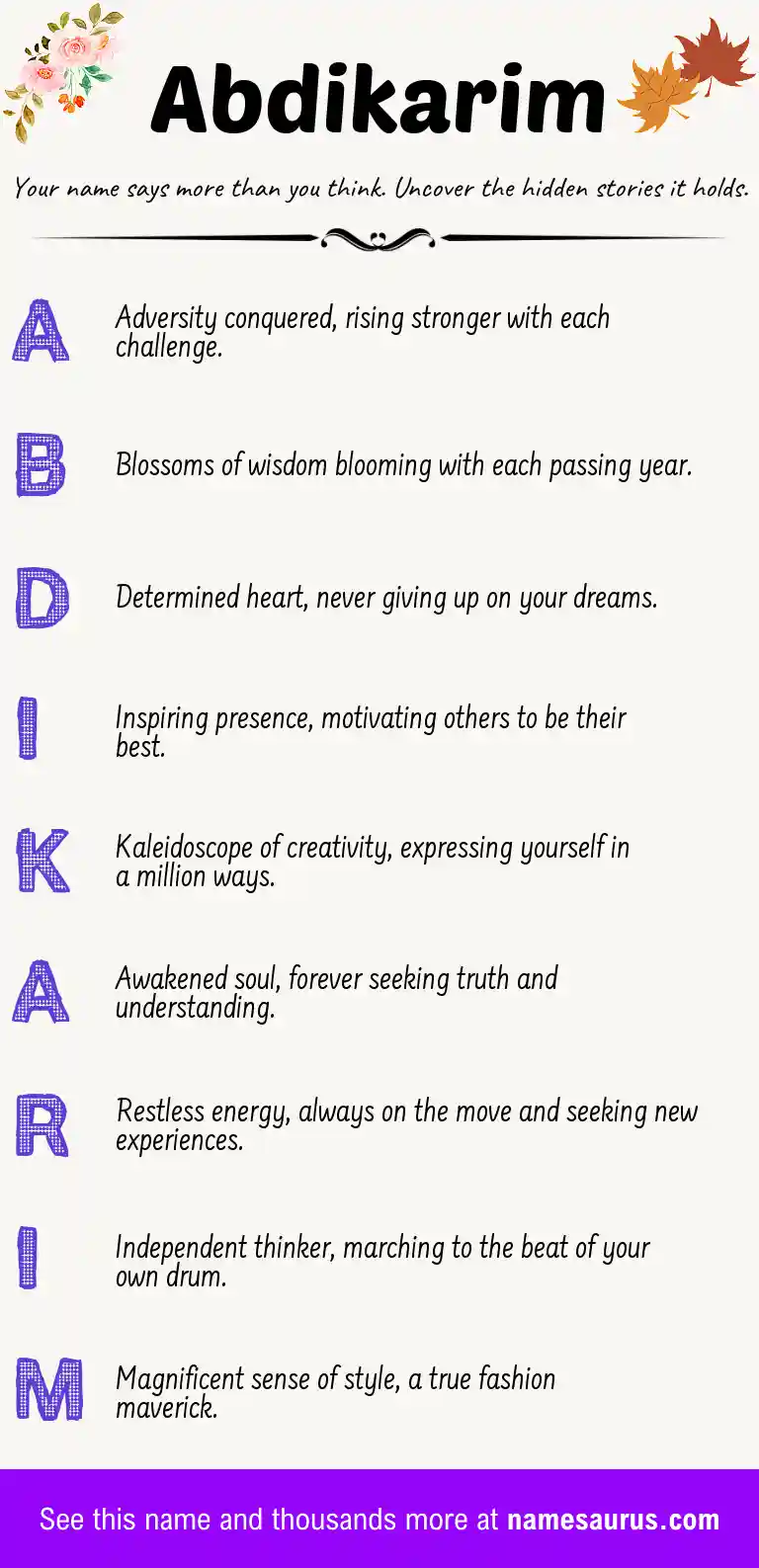 Acrostic poem about Abdikarim.