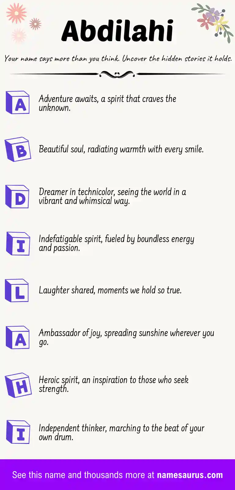 Acrostic poem about Abdilahi.