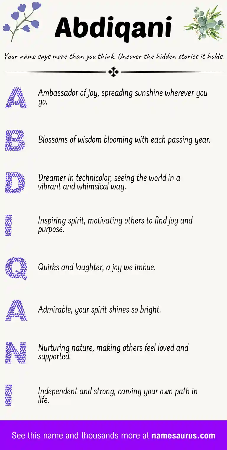 Acrostic poem about Abdiqani.