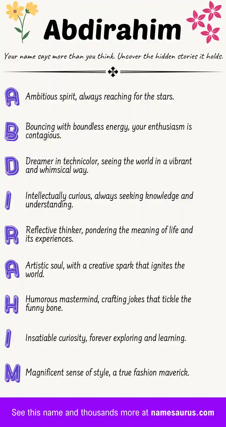 Acrostic poem about Abdirahim.