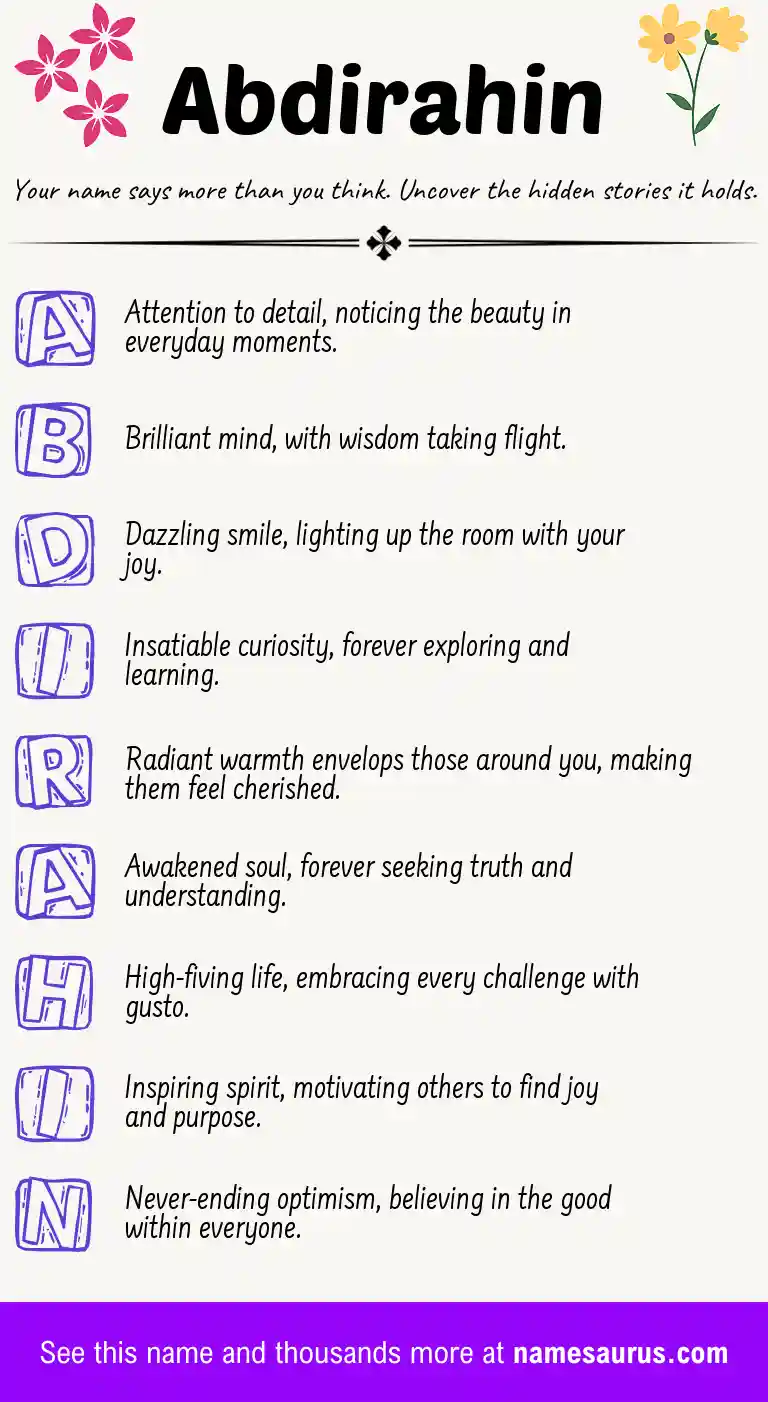 Acrostic poem about Abdirahin.