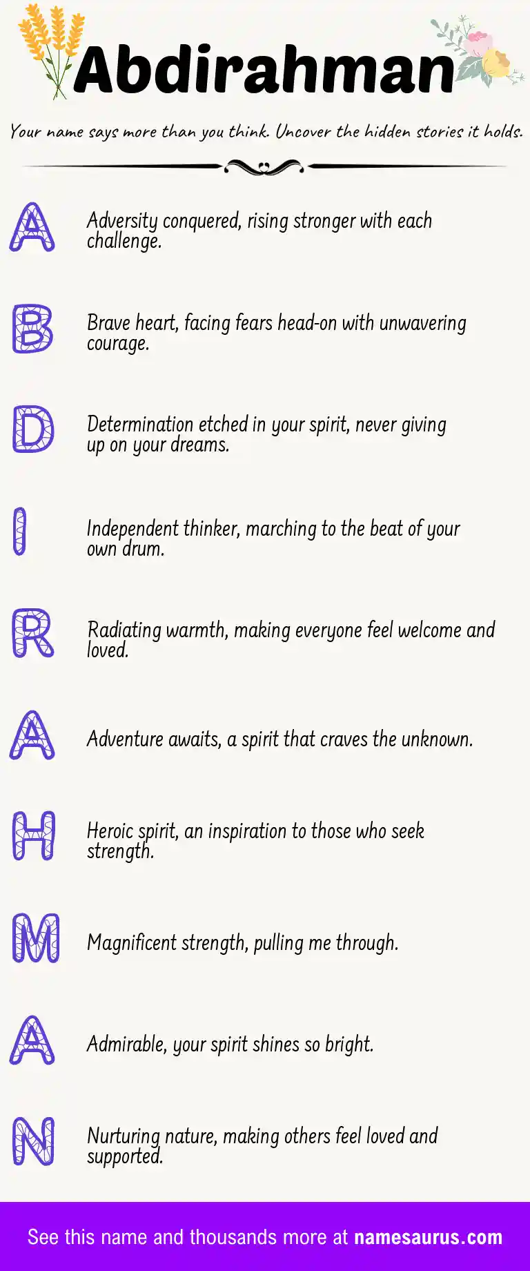 Acrostic poem about Abdirahman.