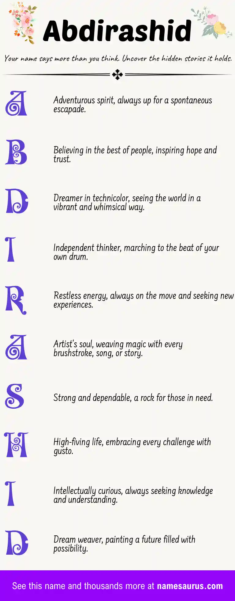 Acrostic poem about Abdirashid.