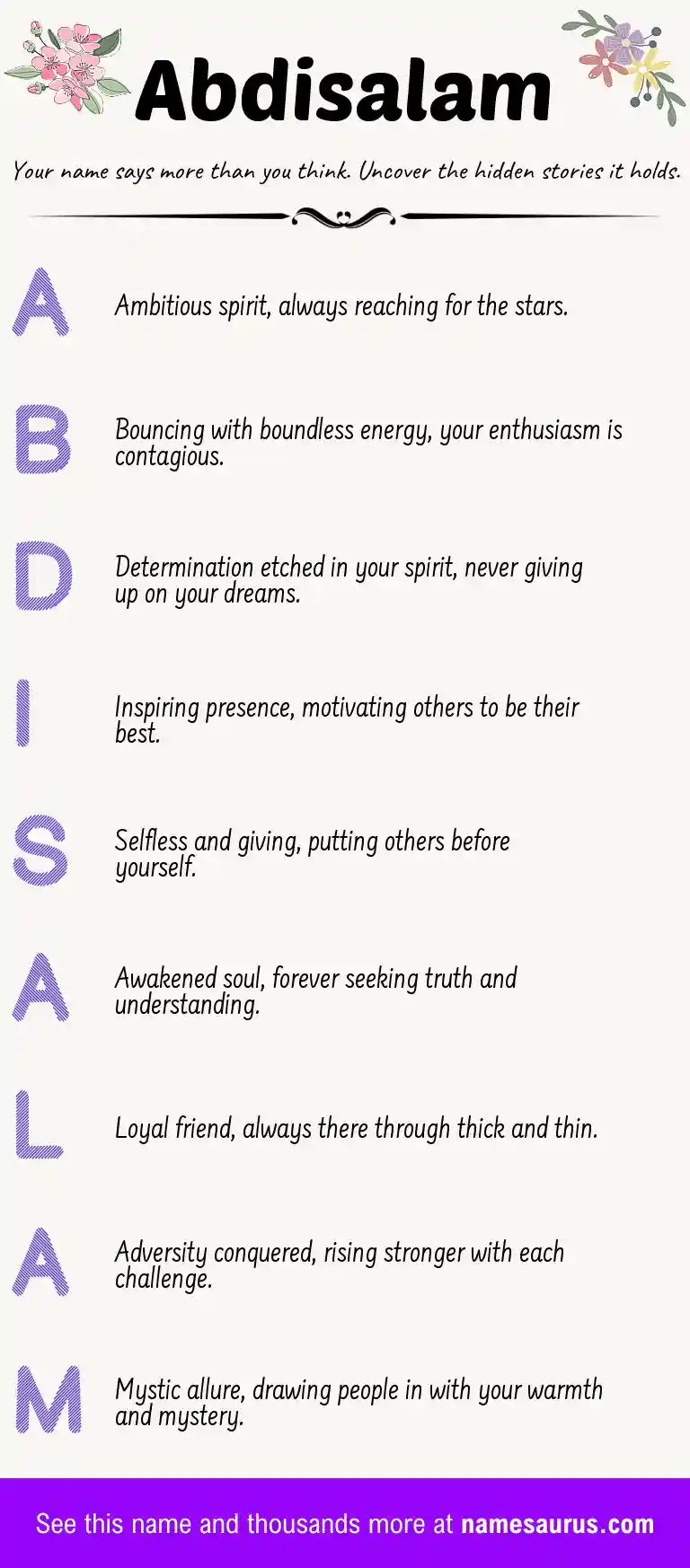 Acrostic poem about Abdisalam.