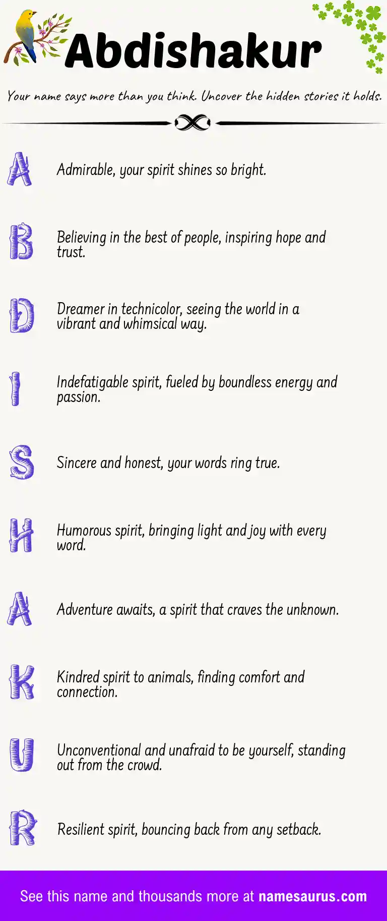 Acrostic poem about Abdishakur.