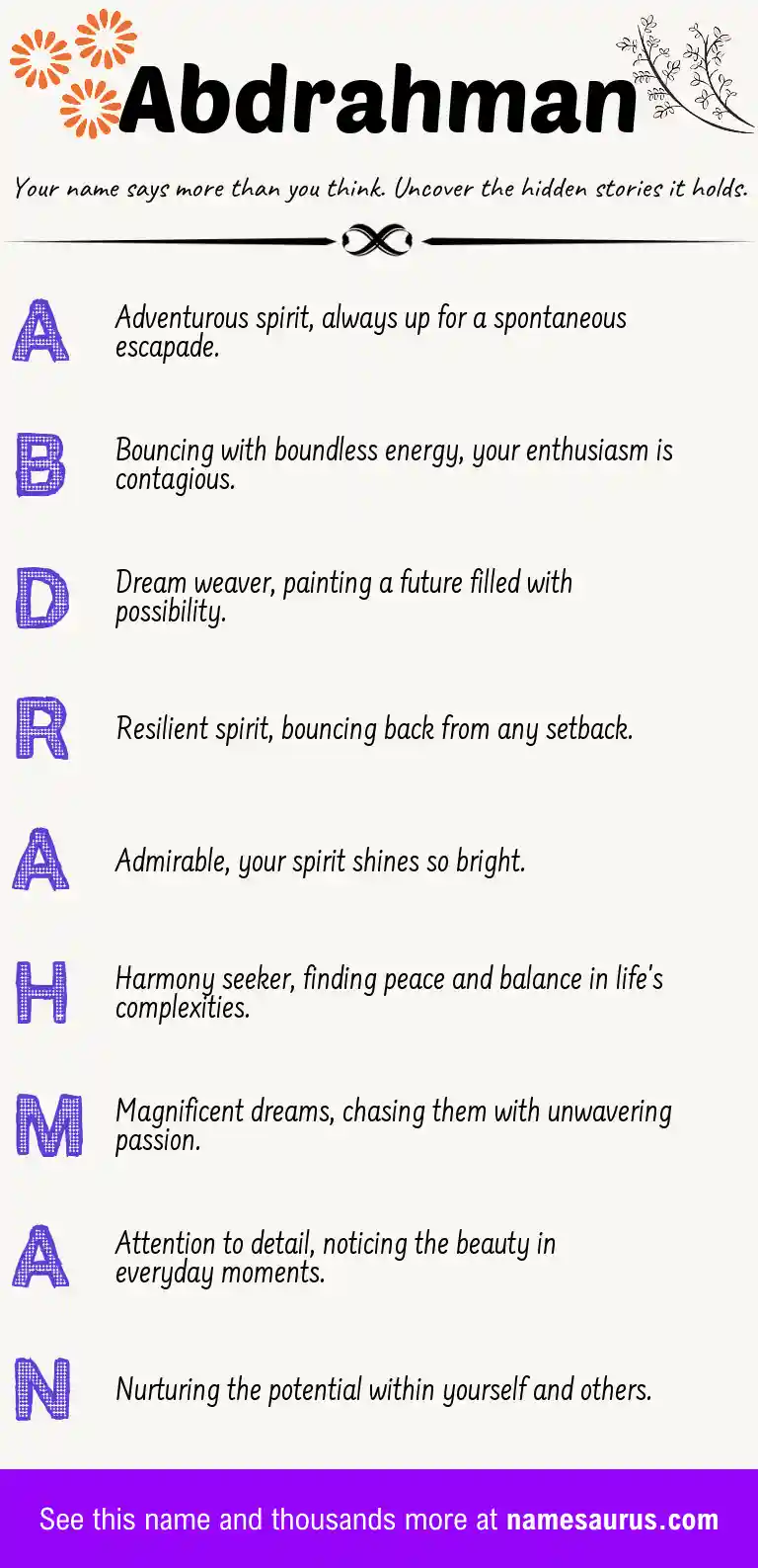 Acrostic poem about Abdrahman.