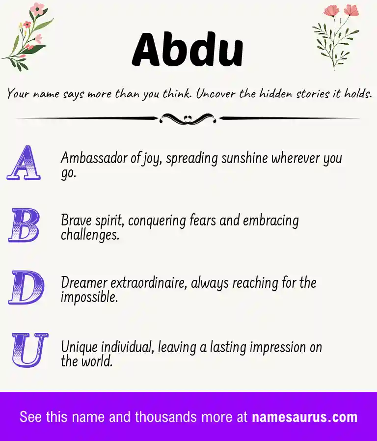 Acrostic poem about Abdu.