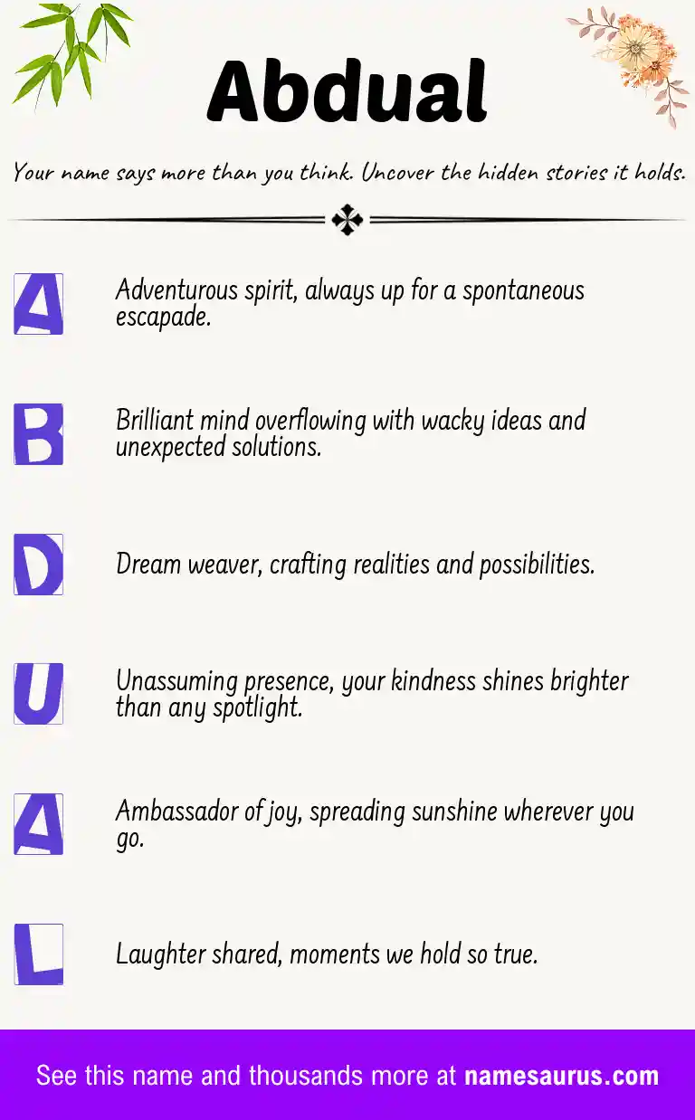 Acrostic poem about Abdual.