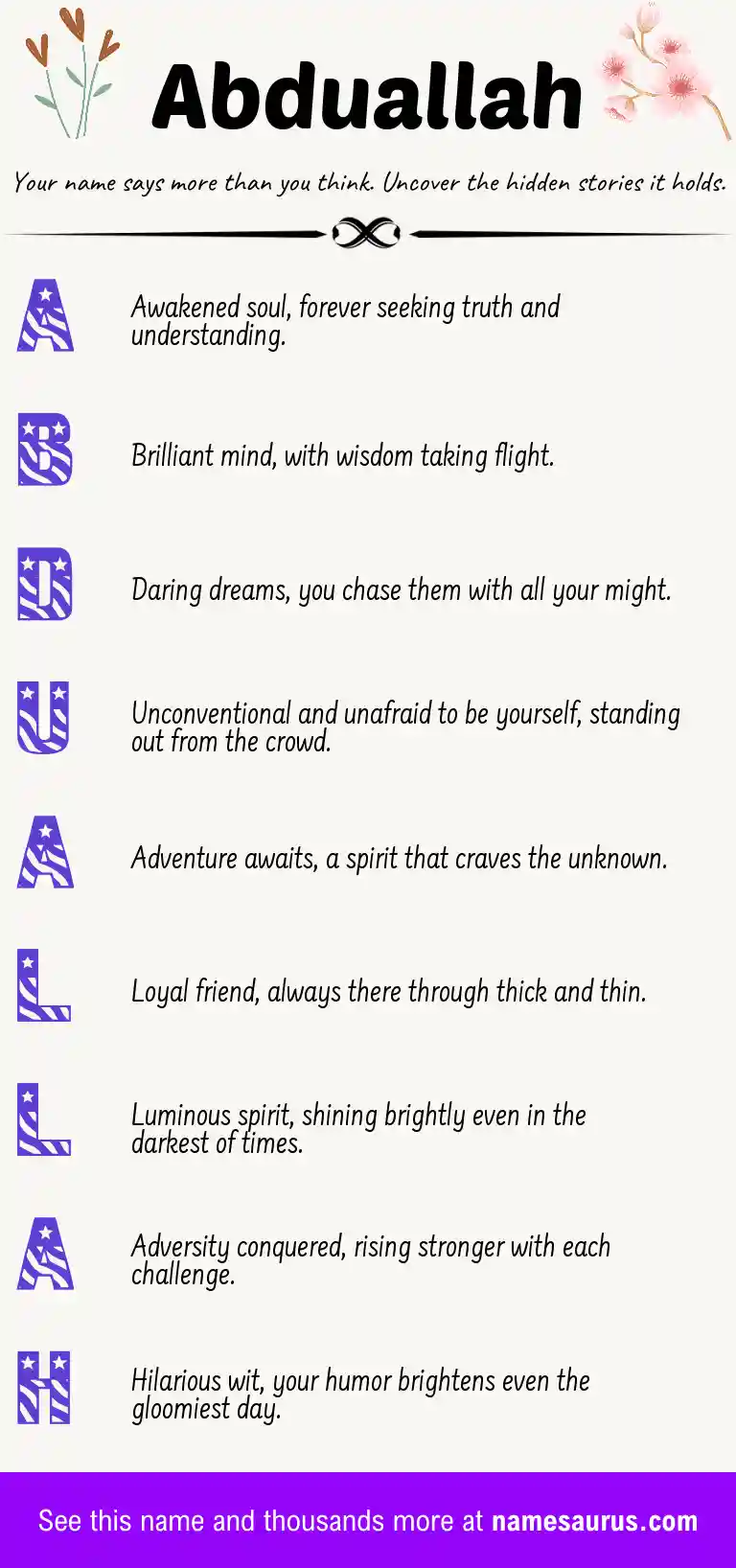 Acrostic poem about Abduallah.