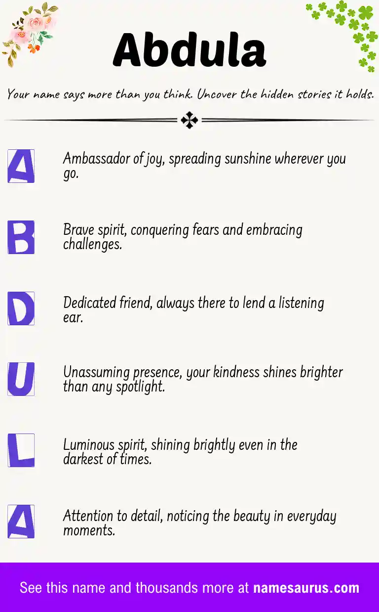 Acrostic poem about Abdula.