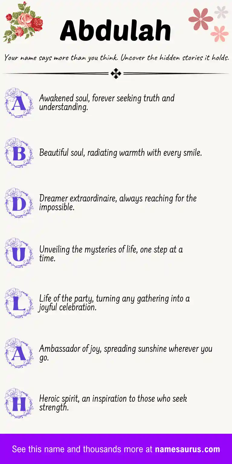 Acrostic poem about Abdulah.