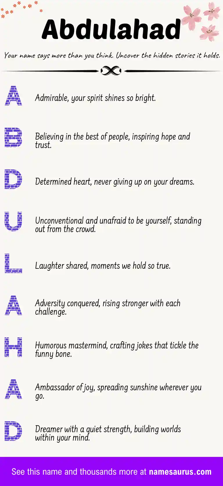 Acrostic poem about Abdulahad.