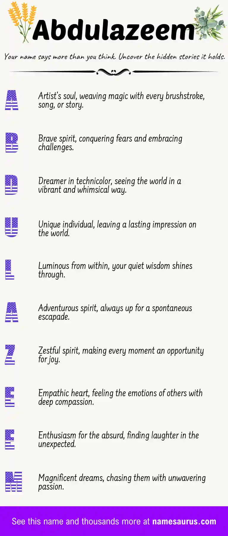 Acrostic poem about Abdulazeem.