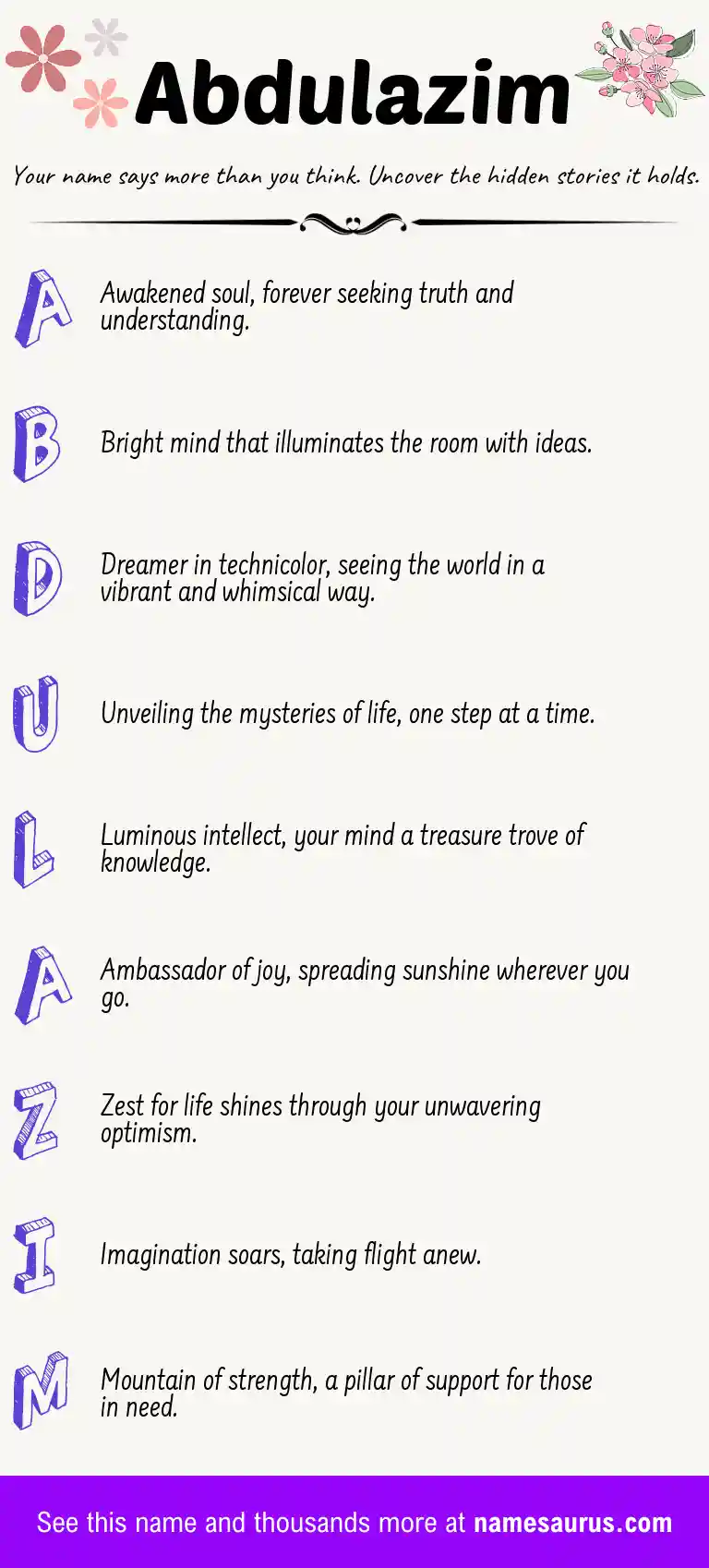 Acrostic poem about Abdulazim.