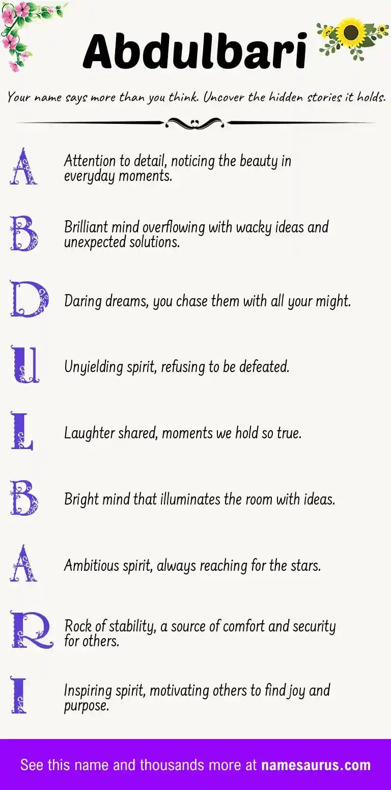 Acrostic poem about Abdulbari.