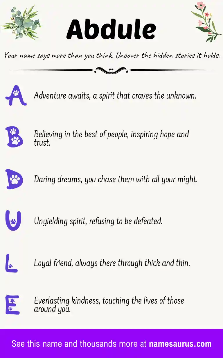 Acrostic poem about Abdule.