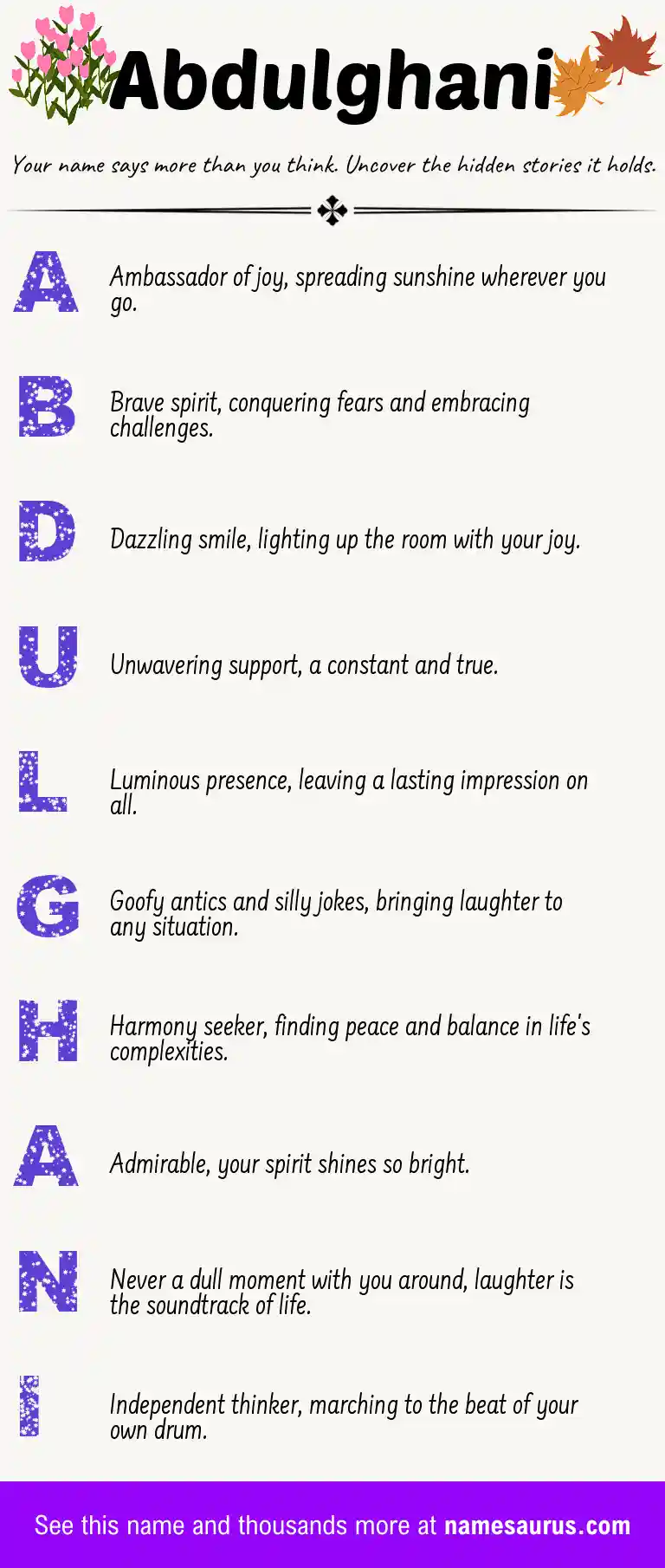Acrostic poem about Abdulghani.