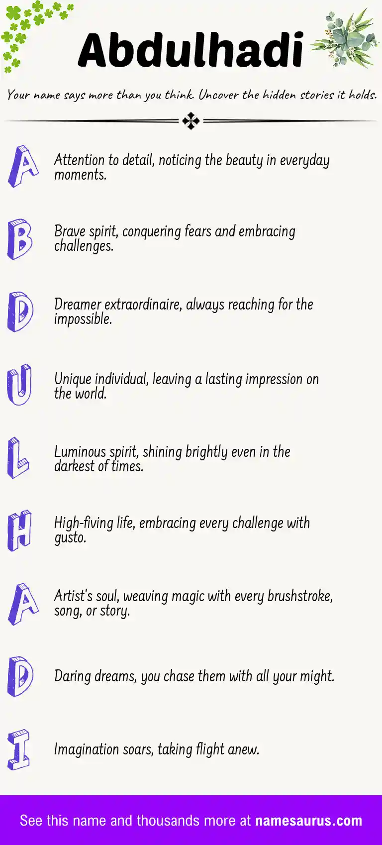 Acrostic poem about Abdulhadi.