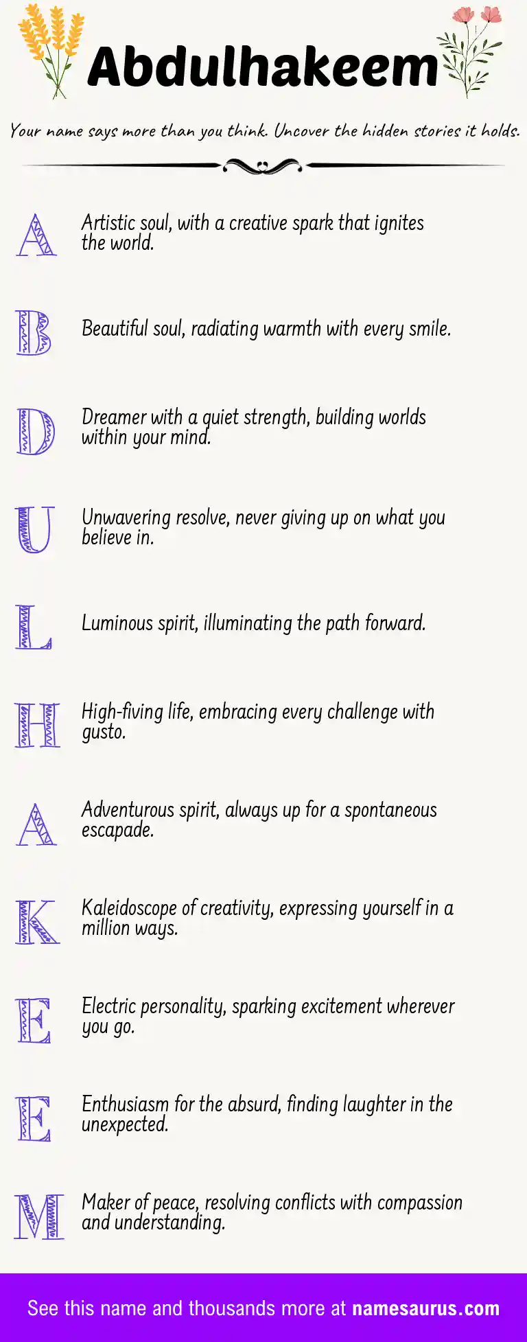 Acrostic poem about Abdulhakeem.