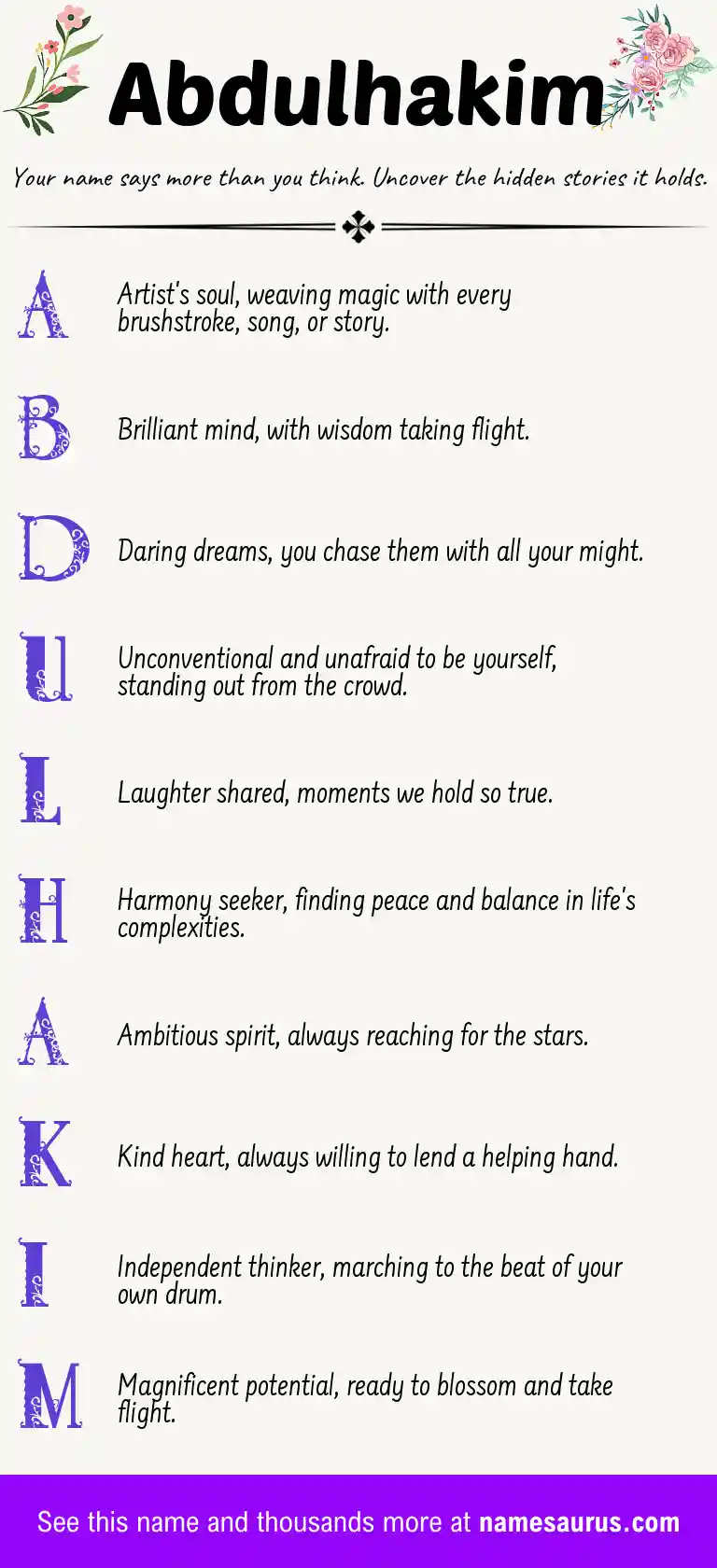 Acrostic poem about Abdulhakim.
