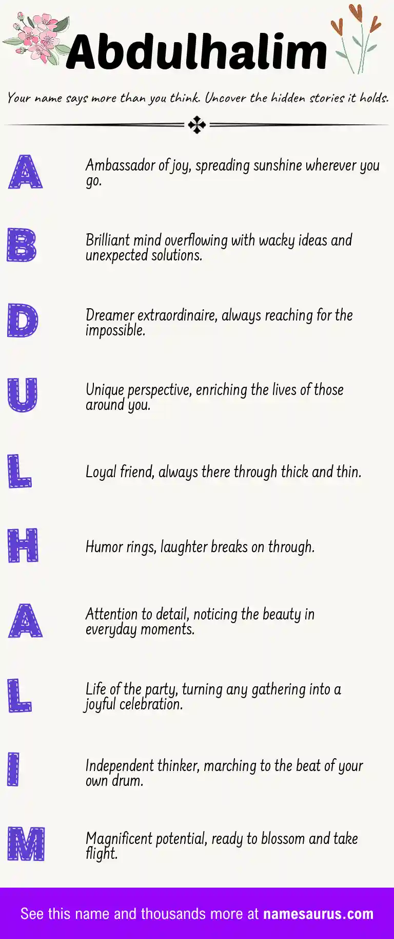Acrostic poem about Abdulhalim.