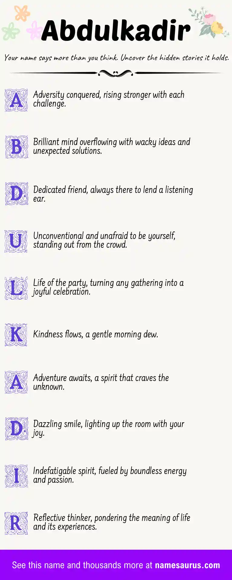Acrostic poem about Abdulkadir.