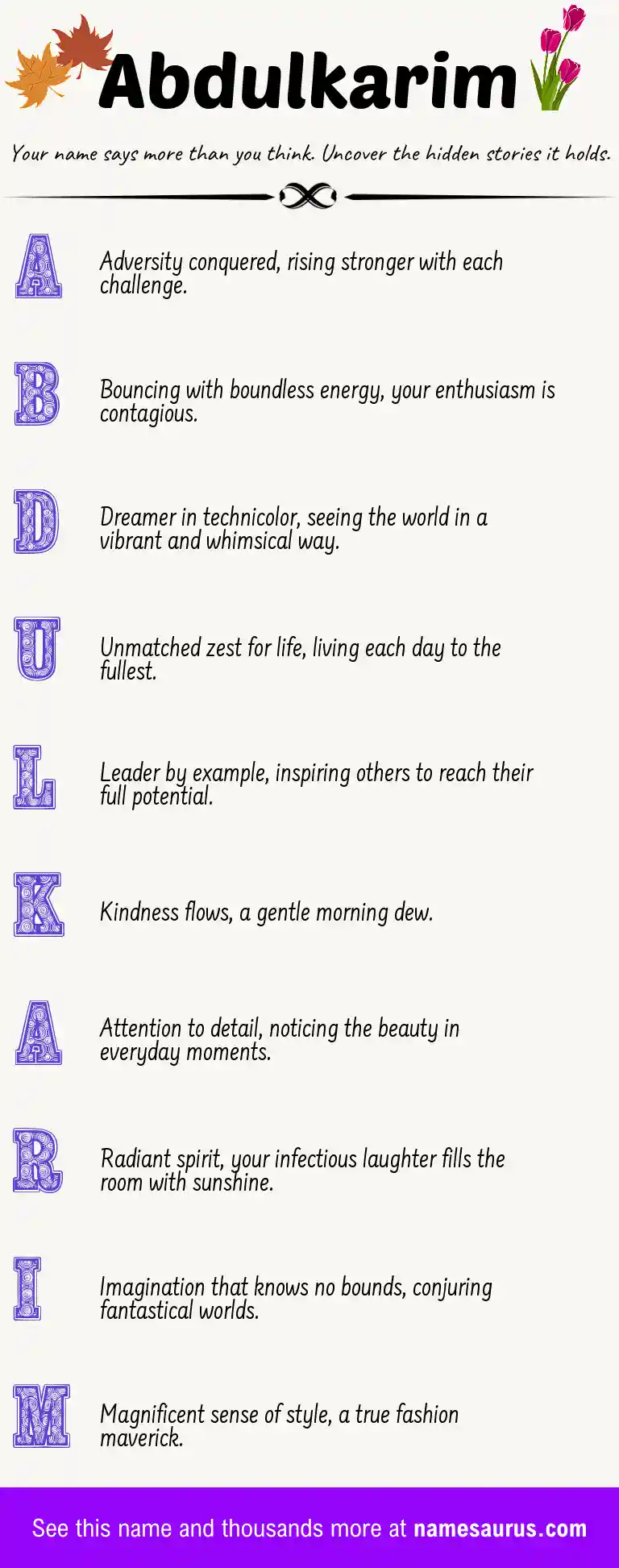 Acrostic poem about Abdulkarim.