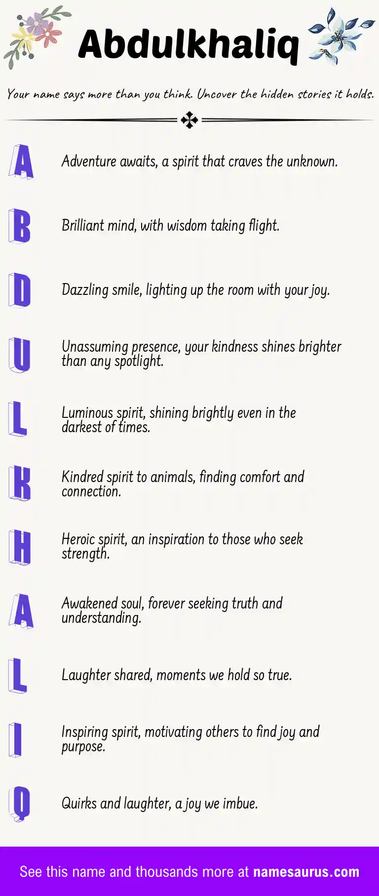 Acrostic poem about Abdulkhaliq.