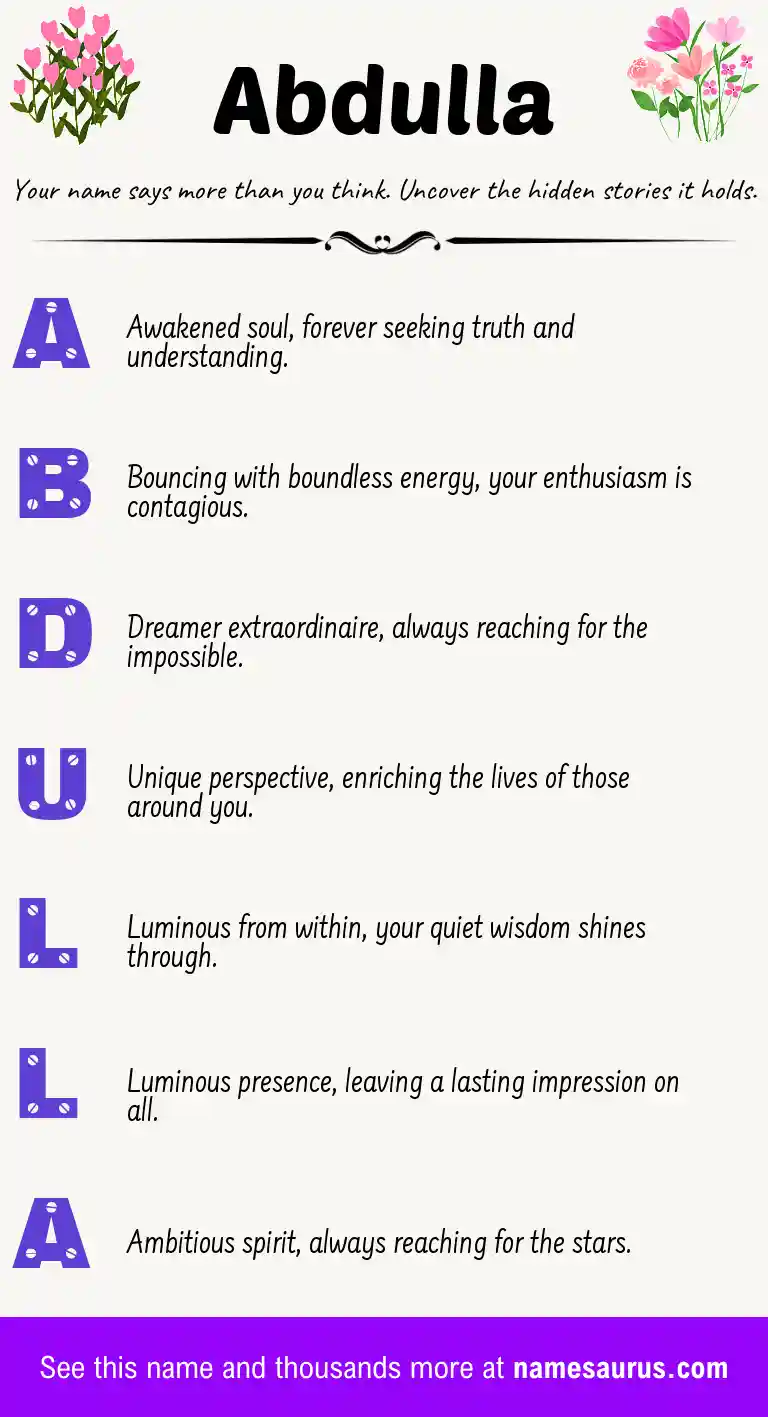 Acrostic poem about Abdulla.