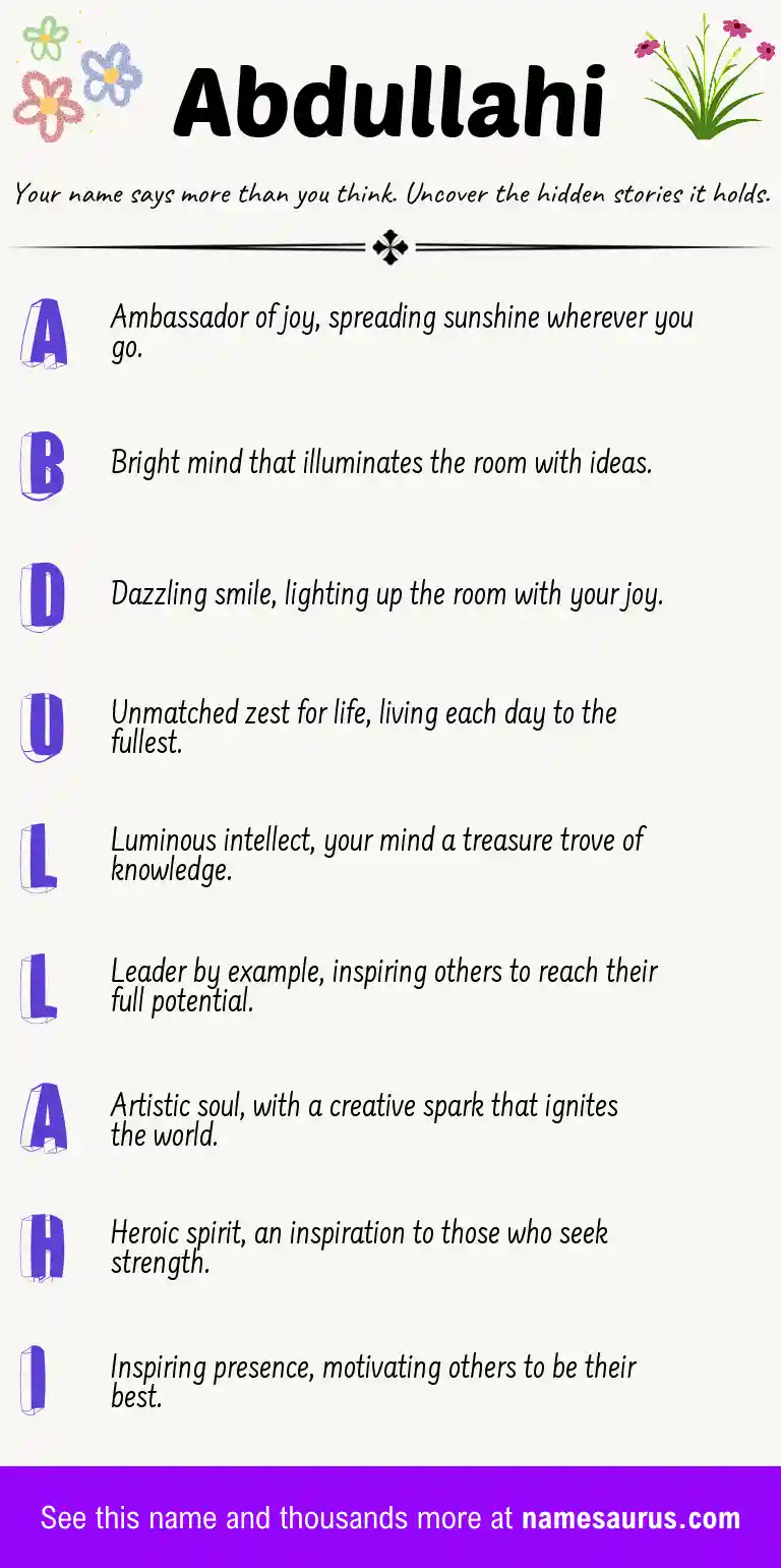 Acrostic poem about Abdullahi.
