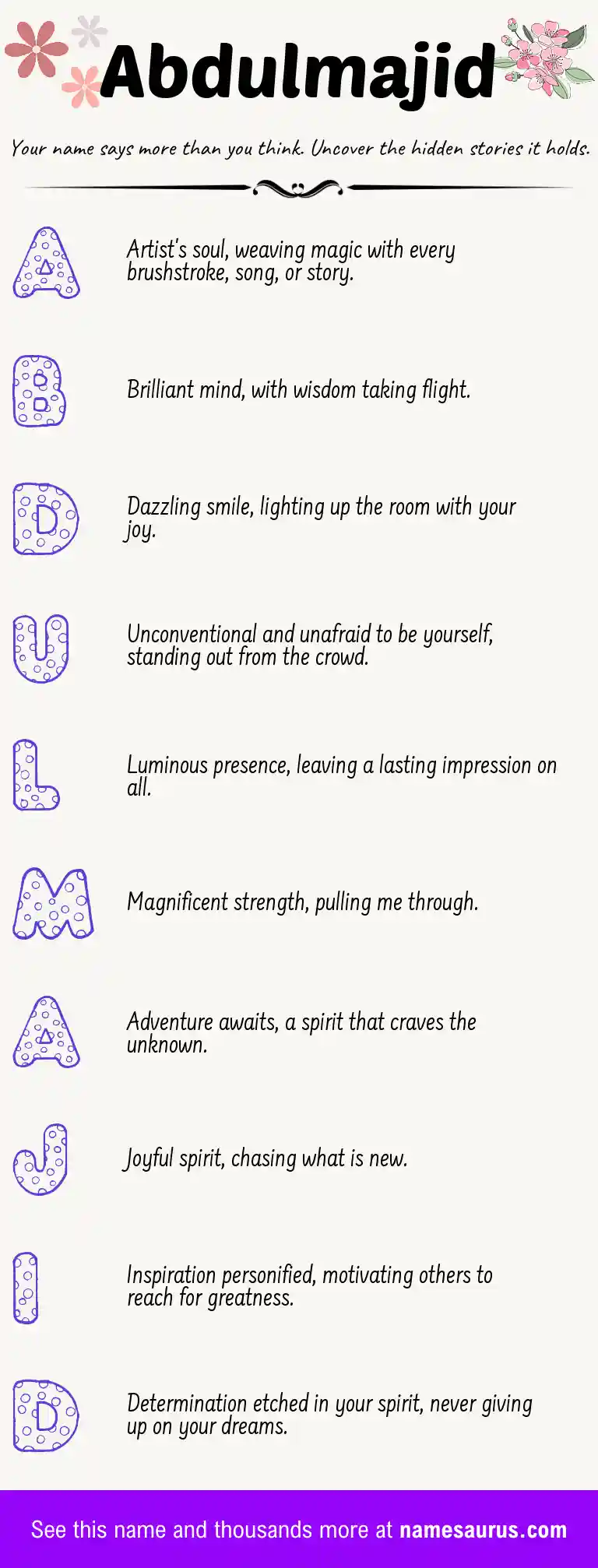Acrostic poem about Abdulmajid.