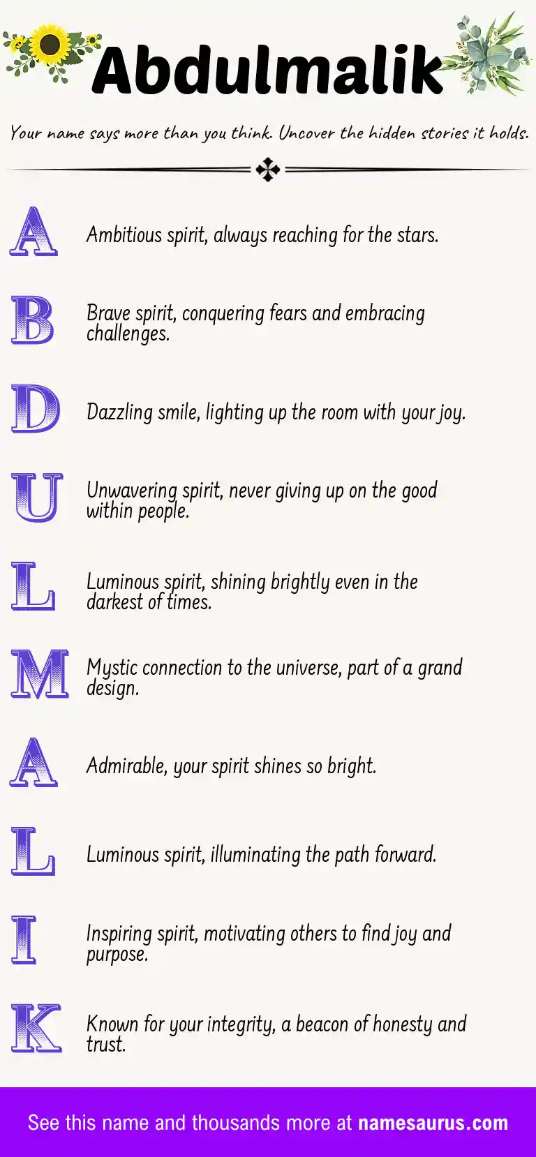 Acrostic poem about Abdulmalik.