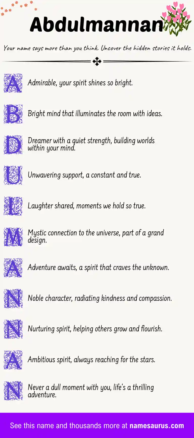 Acrostic poem about Abdulmannan.