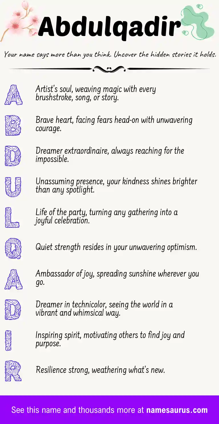 Acrostic poem about Abdulqadir.