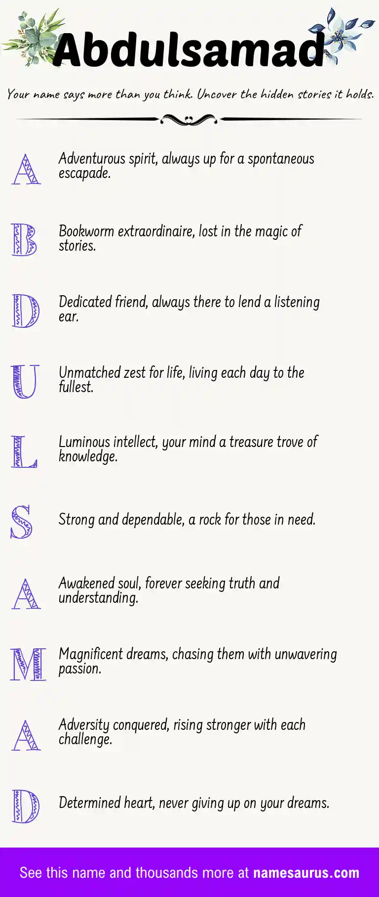 Acrostic poem about Abdulsamad.