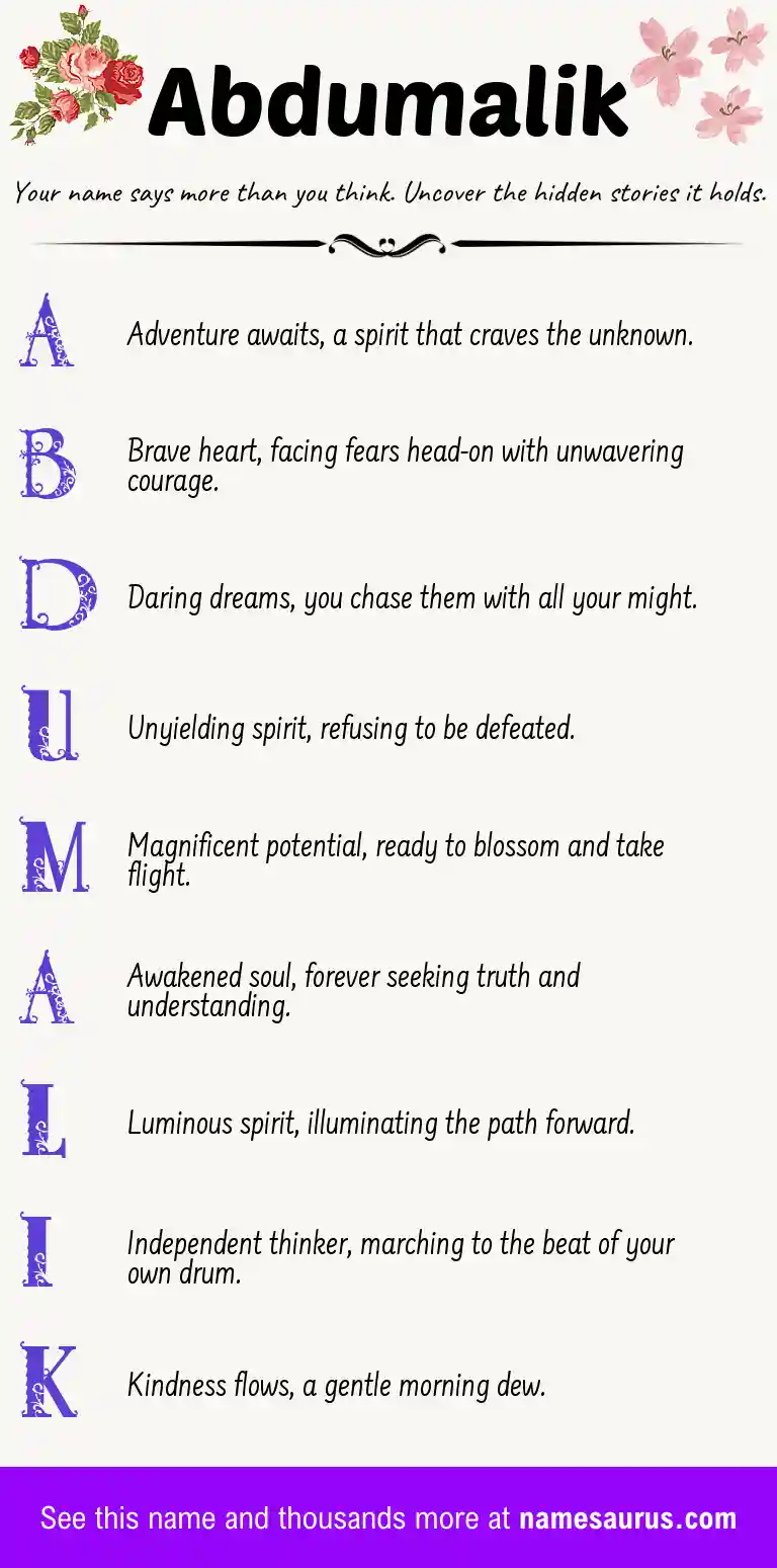 Acrostic poem about Abdumalik.