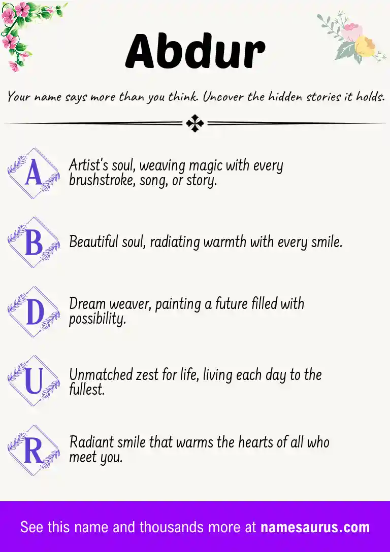 Acrostic poem about Abdur.