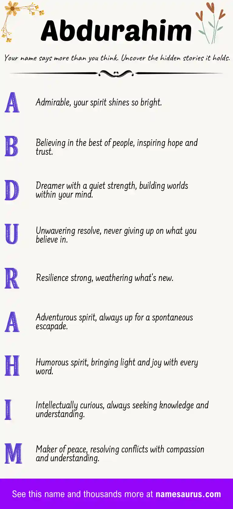 Acrostic poem about Abdurahim.