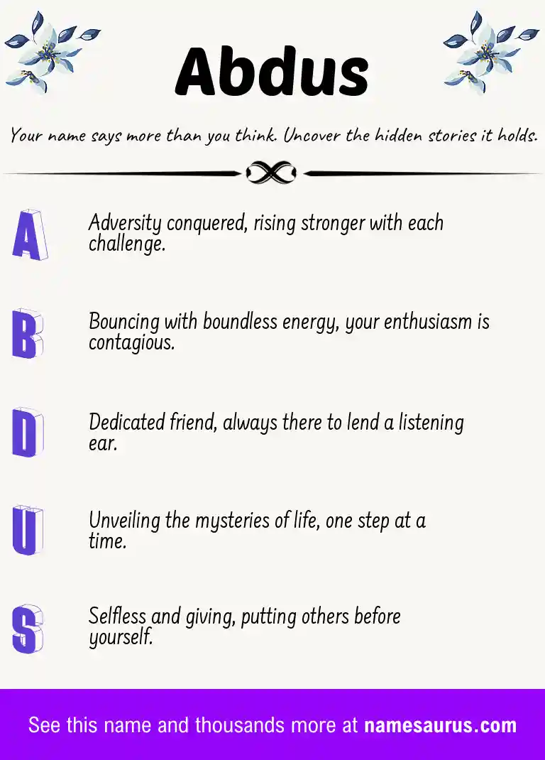 Acrostic poem about Abdus.