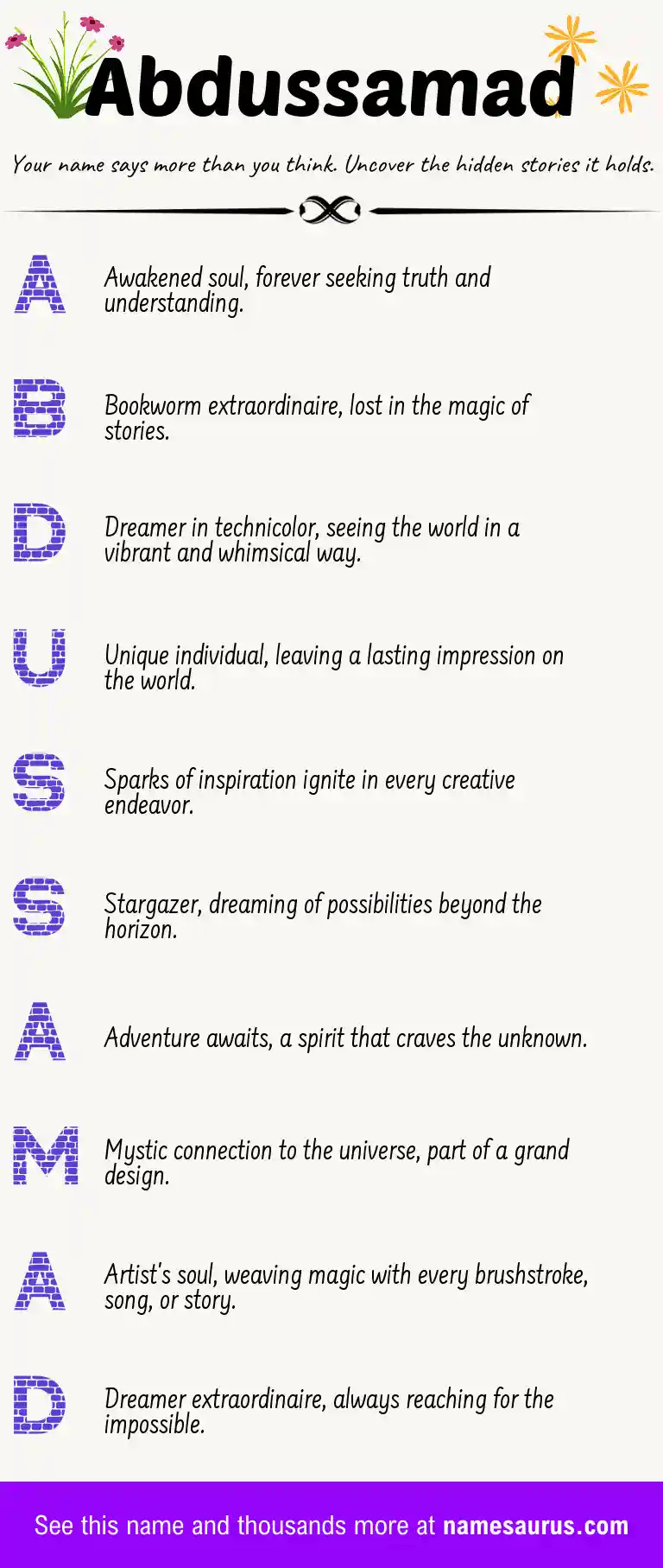 Acrostic poem about Abdussamad.