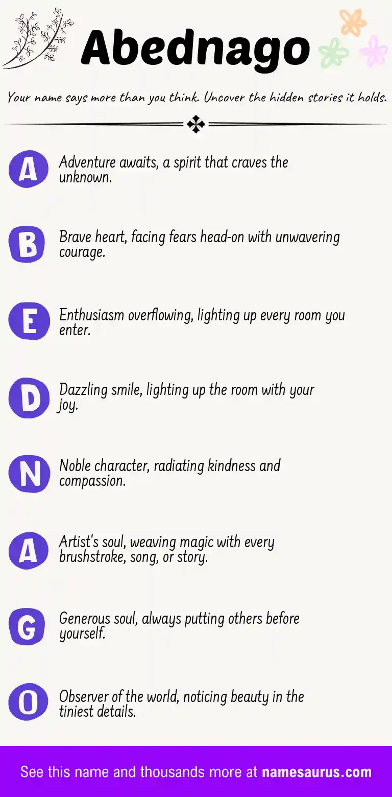 Acrostic poem about Abednago.
