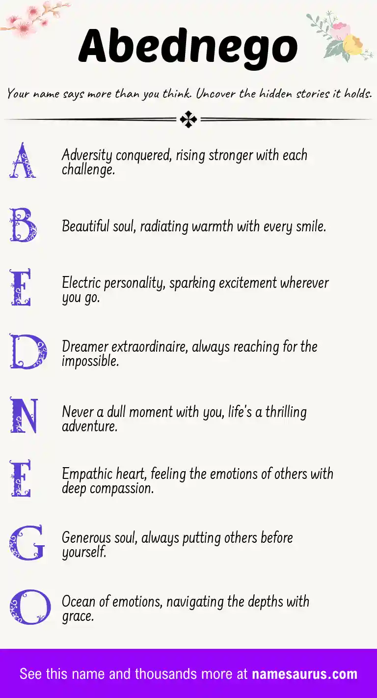 Acrostic poem about Abednego.